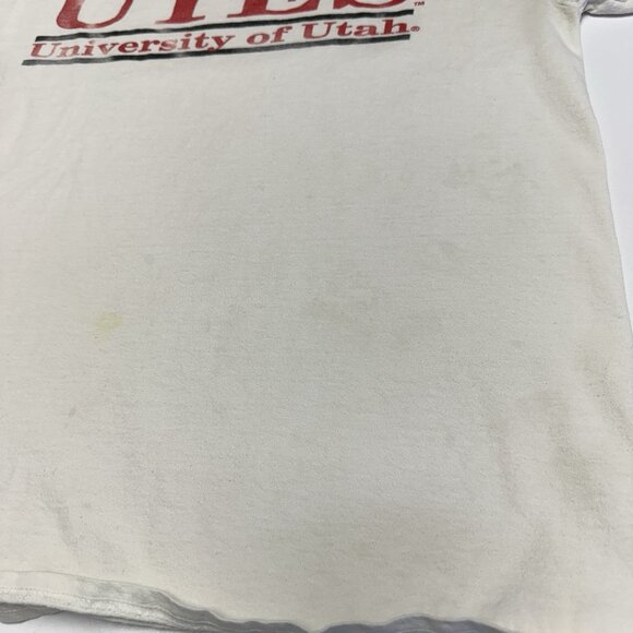 Vintage UTES University of Utah T Shirt Mens Large White Y2K Short Sleeve - Picture 7 of 13